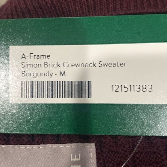 A-Frame Simon Brick Crewneck Sweater Burgundy Size M - Picture 5 of 6